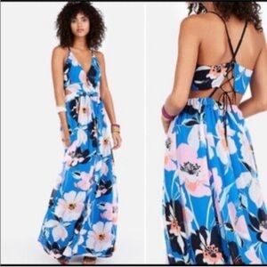 EXPRESS Floral Maxi Dress with Strappy Back